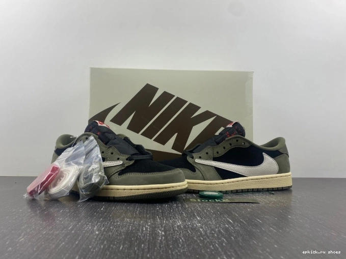 Rep SCOTT 1 X LOW DM7866-002 JORDAN TRAVIS OLIVE' SP 'BLACK OG AIR 0728